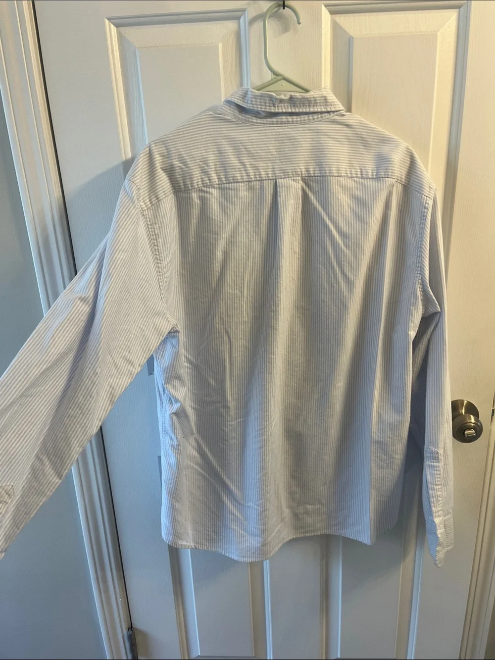 J. Crew White and Light Blue Striped Oxford Shirt